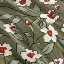 EMINZA Coussin rectangulaire gaze de coton (40 x 60 cm) Gaïa Marguerite Vert Romarin Sale
