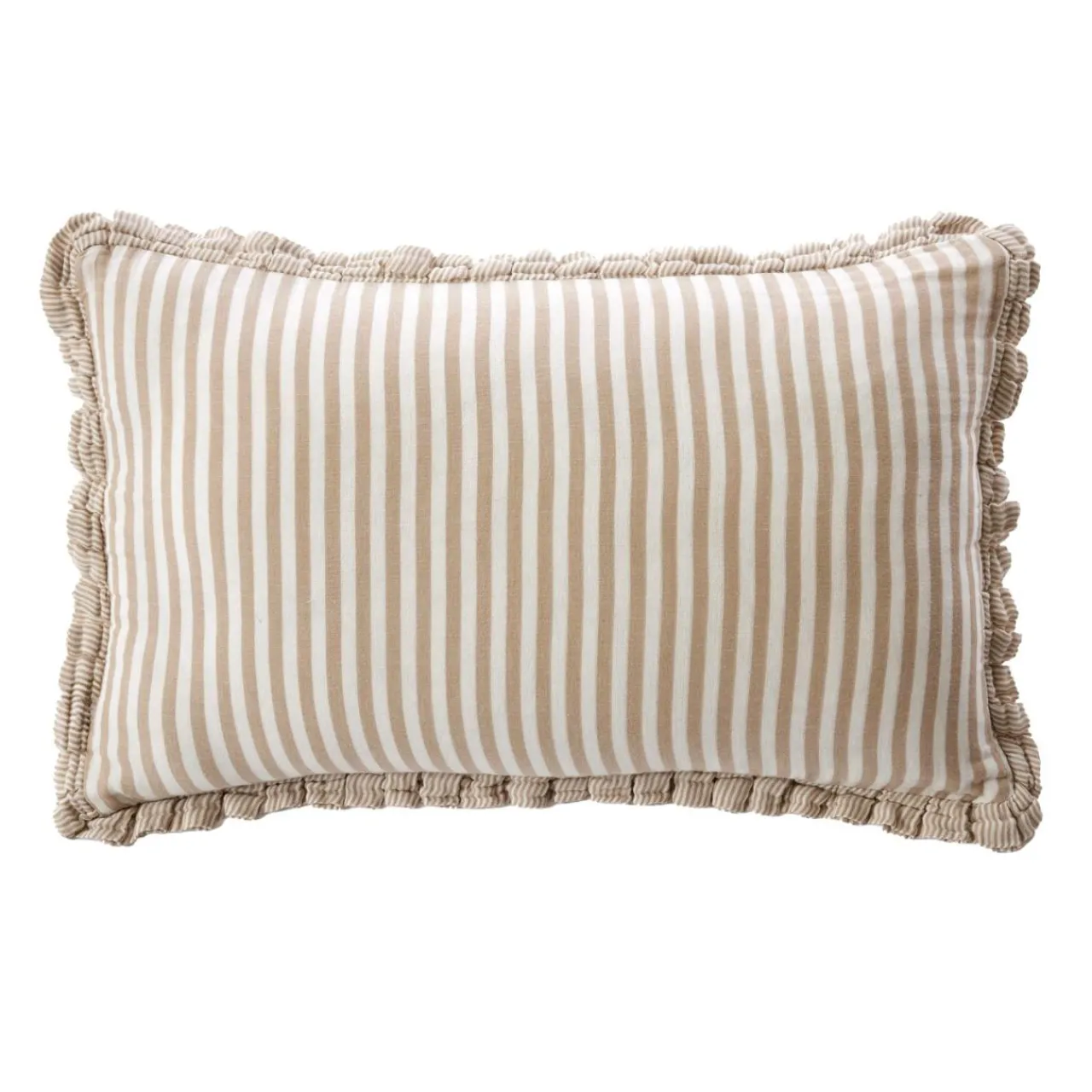 EMINZA Coussin rectangulaire gaze de coton (40 x 60 cm) Gaïa rayures Ficelle Rayure Ficelle Discount