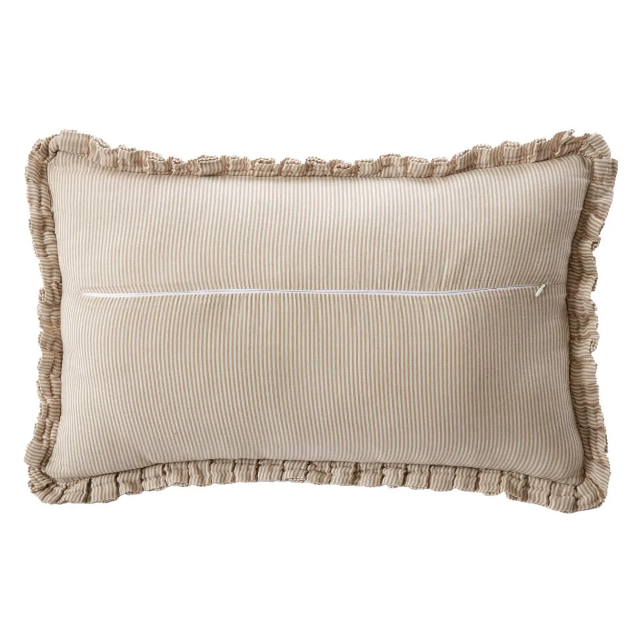 EMINZA Coussin rectangulaire gaze de coton (40 x 60 cm) Gaïa rayures Ficelle Rayure Ficelle Discount