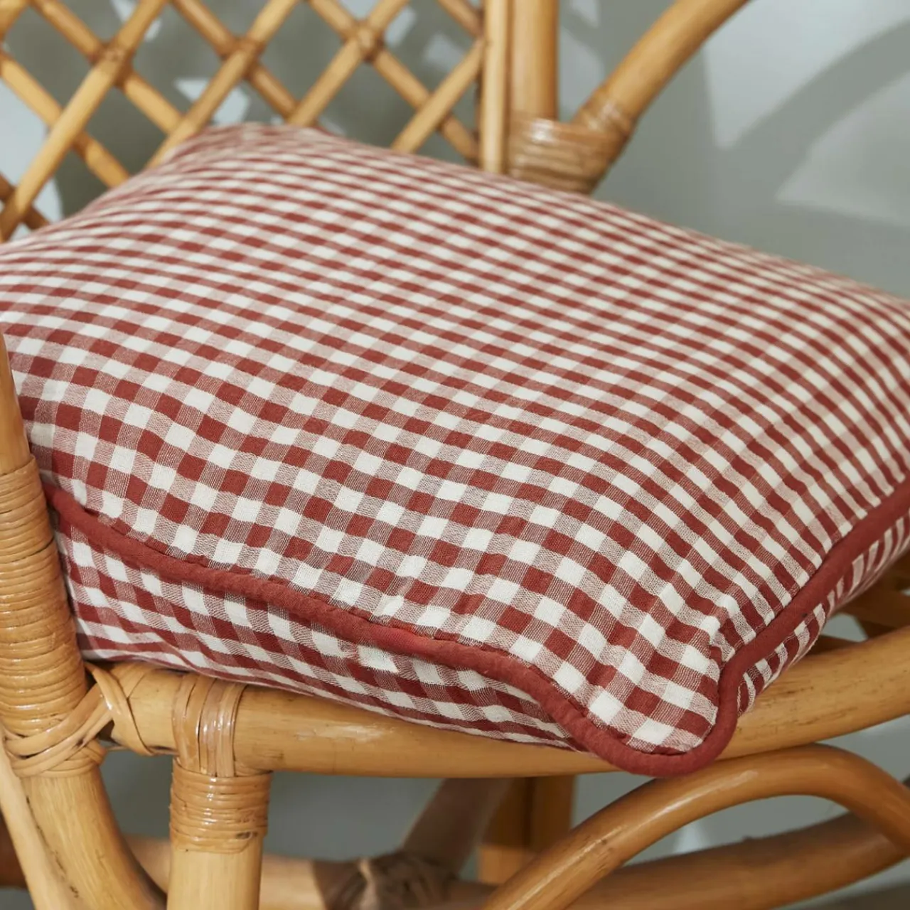 EMINZA Coussin rectangulaire gaze de coton (40 x 60 cm) Gaïa vichy Terracotta