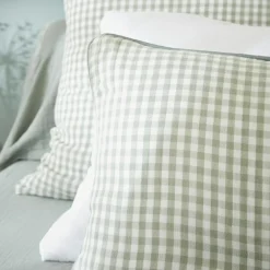 EMINZA Coussin rectangulaire gaze de coton (40 x 60 cm) Gaïa vichy Vert Eucalyptus
