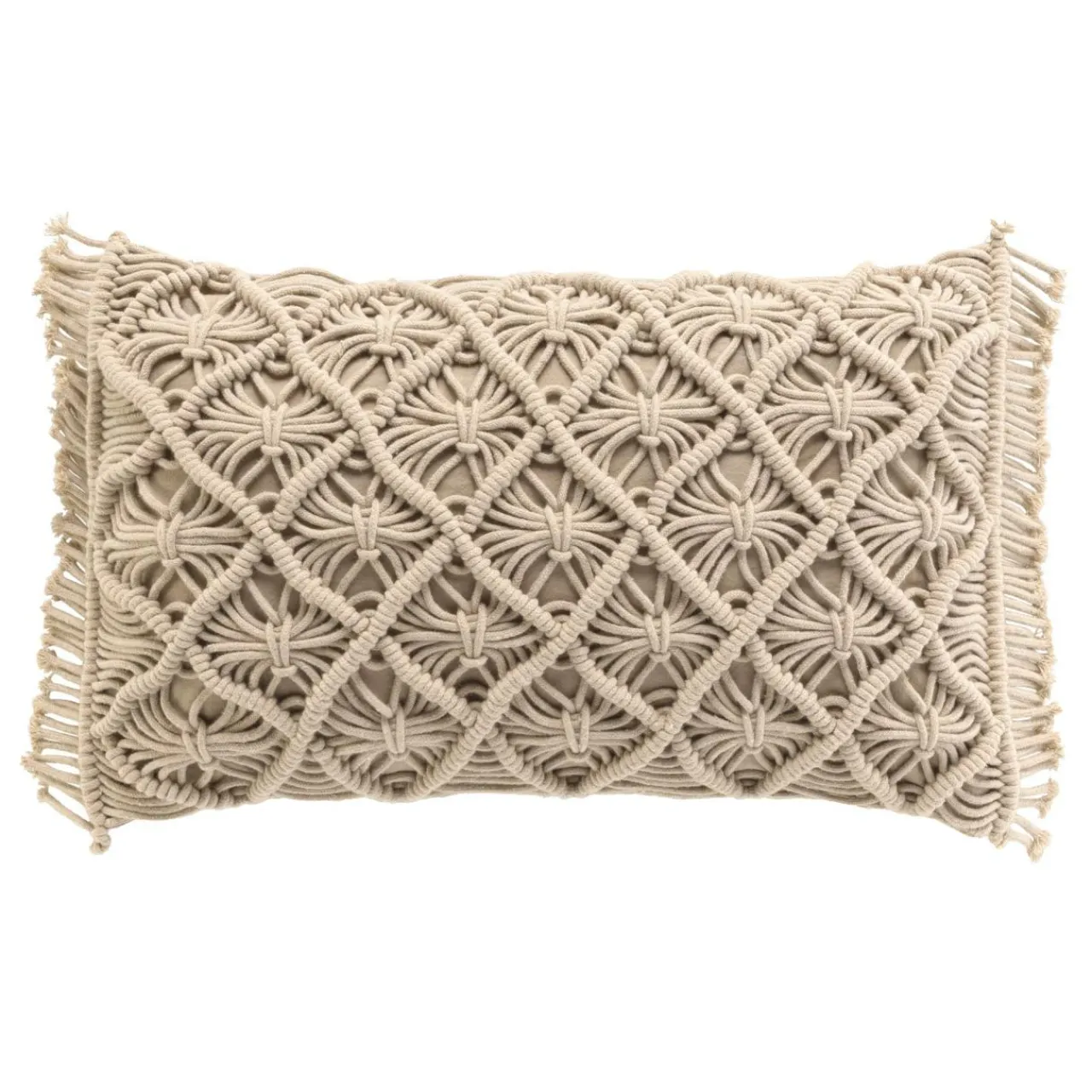 douceur d'intu017drieur Coussin rectangulaire macramé (30 x 50 cm) Indy Taupe Outlet