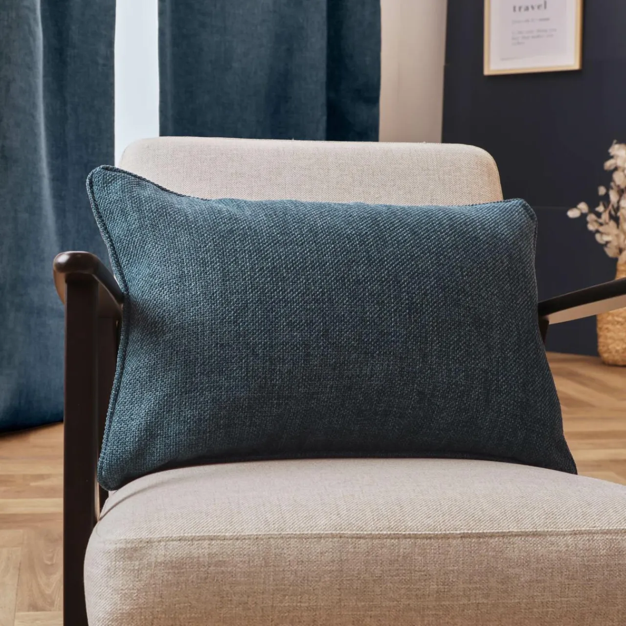 EMINZA Coussin rectangulaire tissé (40 x 60 cm) Alba Bleu Sale