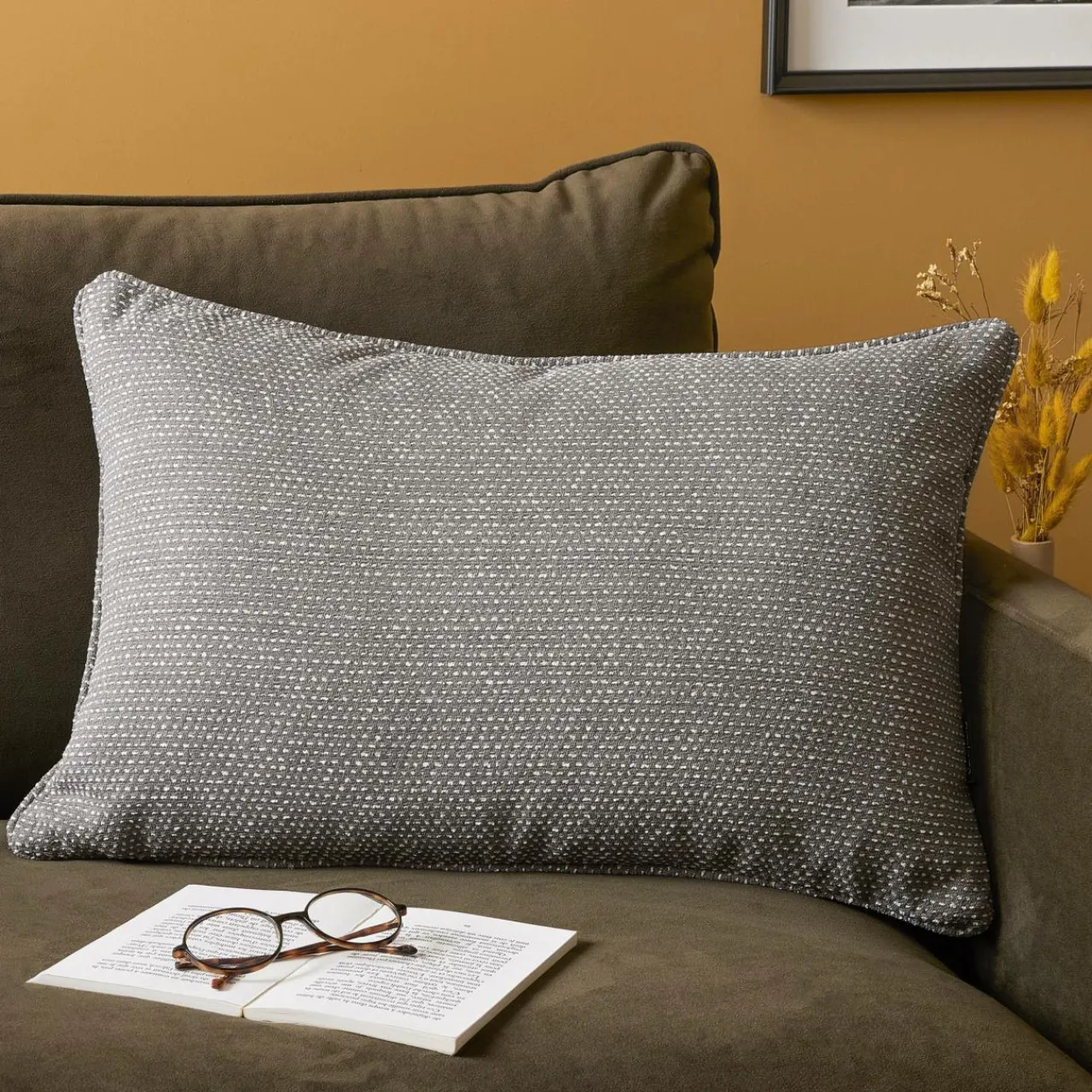 EMINZA Coussin rectangulaire tissé (40 x 60 cm) Oscar Gris Anthracite Hot