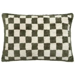 Atmosphera, cru017dateur d'intu017drieur Coussin rectangulaire tufté (38 x 58 cm) Damier Vert kaki Outlet