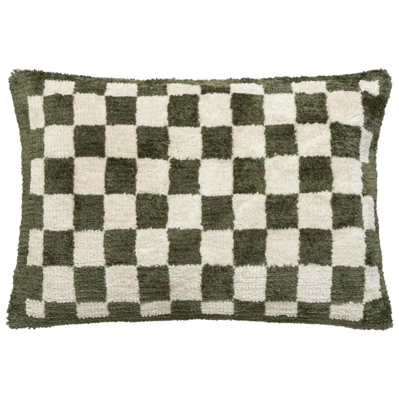 Atmosphera, cru017dateur d'intu017drieur Coussin rectangulaire tufté (38 x 58 cm) Damier Vert kaki Outlet