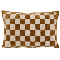 Atmosphera, cru017dateur d'intu017drieur Coussin rectangulaire tufté (38 x 58 cm) Damier Jaune ocre Discount