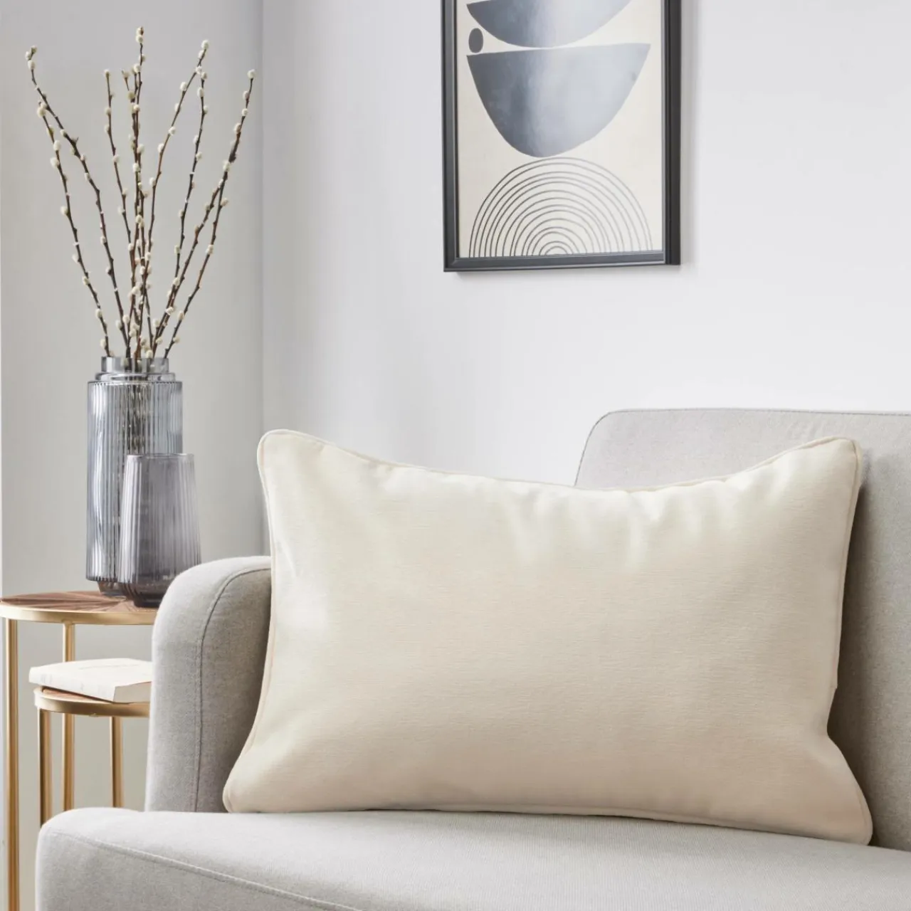 EMINZA Coussin Rectangulaire (40 x 60 cm) Minuit Sable Beige