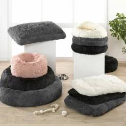 LOVE STORY Coussin rond apaisant pour chat et chien Fluffy D95 cm Noir Hot