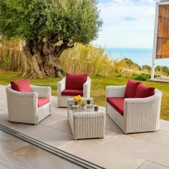 MOBELLIA Coussins de remplacement pour salon de jardin Calvi 4 places Rouge Discount