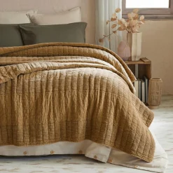 EMINZA Couvre-lit coton matelassé (240 x 260 cm) Lena Camel Outlet