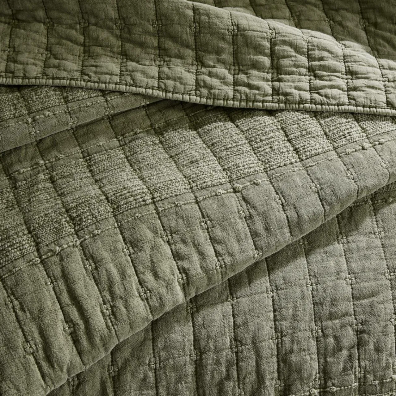 EMINZA Couvre-lit coton matelassé (220 x 240 cm) Lena Vert romarin Online