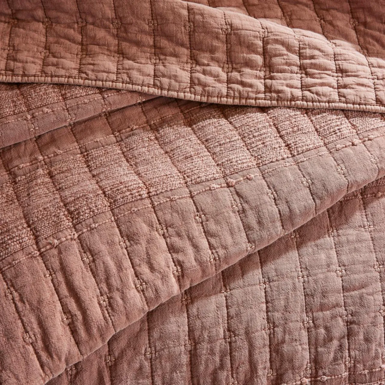 EMINZA Couvre-lit coton matelassé (240 x 260 cm) Lena Terracotta New