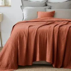 EMINZA Couvre-lit coton nid d'abeille (180 x 220 cm) Maya Terracotta Sale