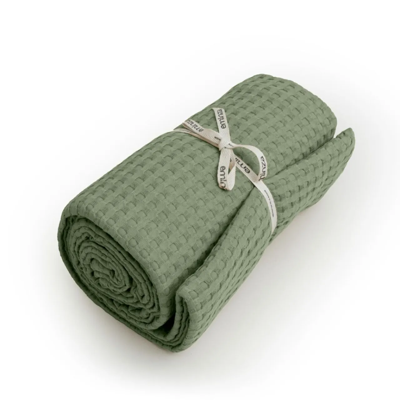 EMINZA Couvre-lit coton nid d'abeille (180 x 220 cm) Maya Vert romarin Sale