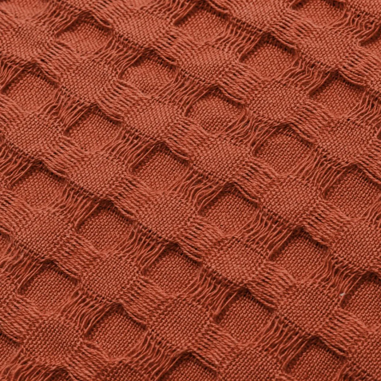 EMINZA Couvre-lit coton nid d'abeille (220 x 250 cm) Maya Terracotta