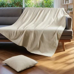 EMINZA Couvre-lit coton tissé (220 x 250 cm) Léa pampa Beige Clearance