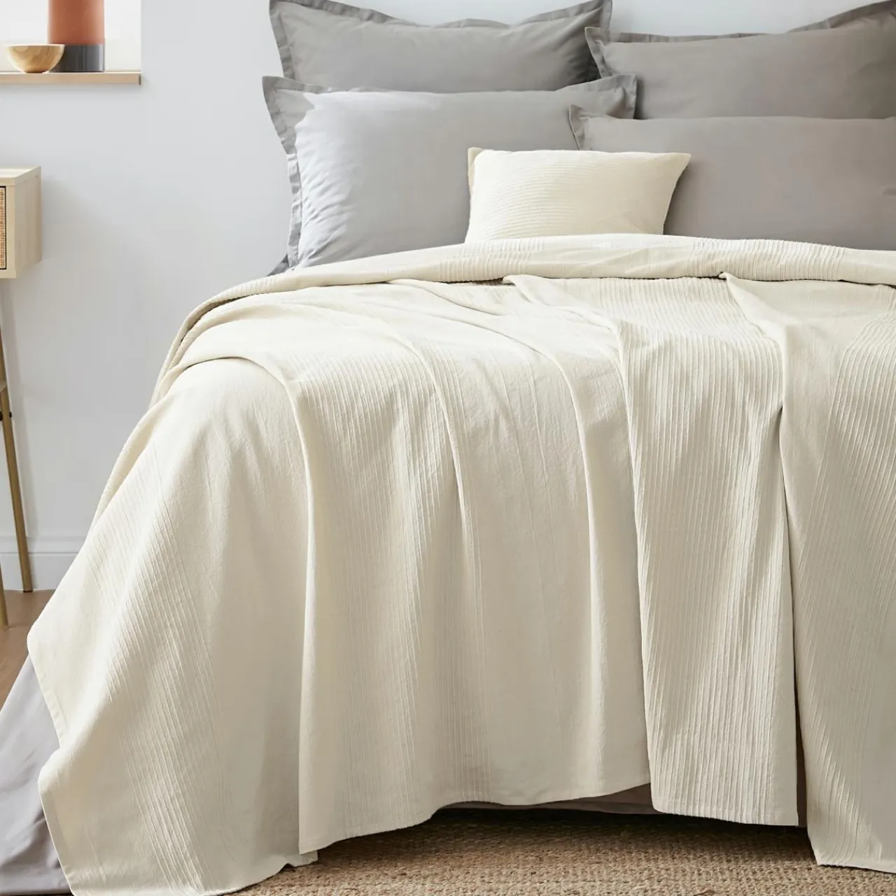 EMINZA Couvre-lit coton tissé (220 x 250 cm) Léa pampa Beige Clearance