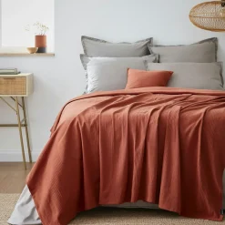 EMINZA Couvre-lit coton tissé (220 x 250 cm) Léa Terracotta Hot