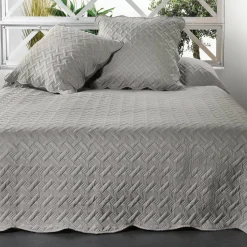 LINDER Couvre-lit et taies d'oreiller (250 x 260 cm) Californie clair Gris Discount