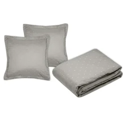 STOF Couvre-lit matelassé avec deux taies d'oreiller (240 x 220 cm) Cléo Taupe