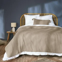 EMINZA Couvre-lit matelassé gaze de coton (260 x 240 cm) Gaïa Ficelle Outlet