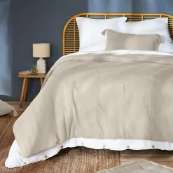 EMINZA Couvre-lit matelassé gaze de coton (260 x 240 cm) Gaïa pampa Beige Online