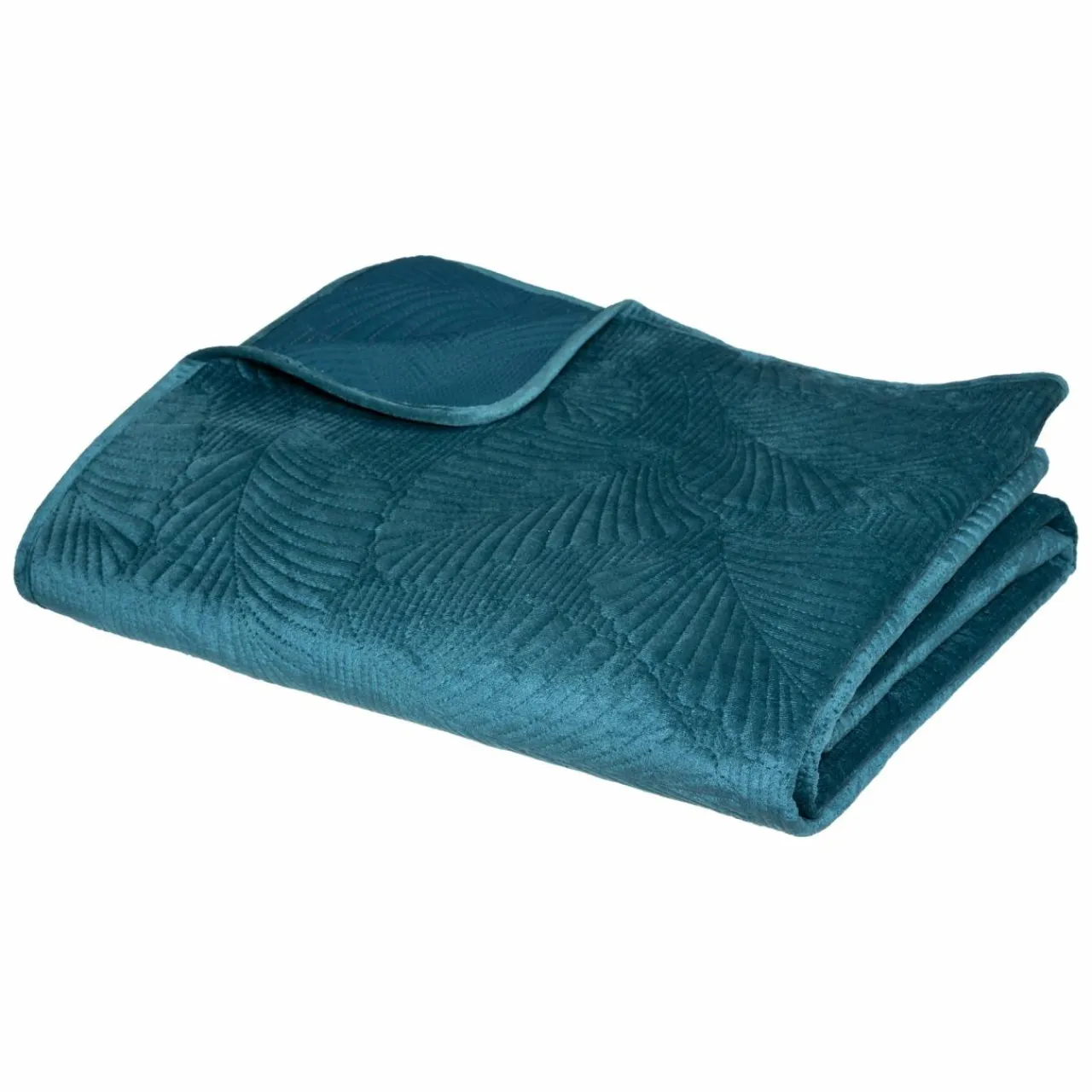 ATMOSPHERA Couvre-lit (260 x 240 cm) Feuilles Bleu canard Best