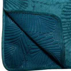 ATMOSPHERA Couvre-lit (260 x 240 cm) Feuilles Bleu canard Best
