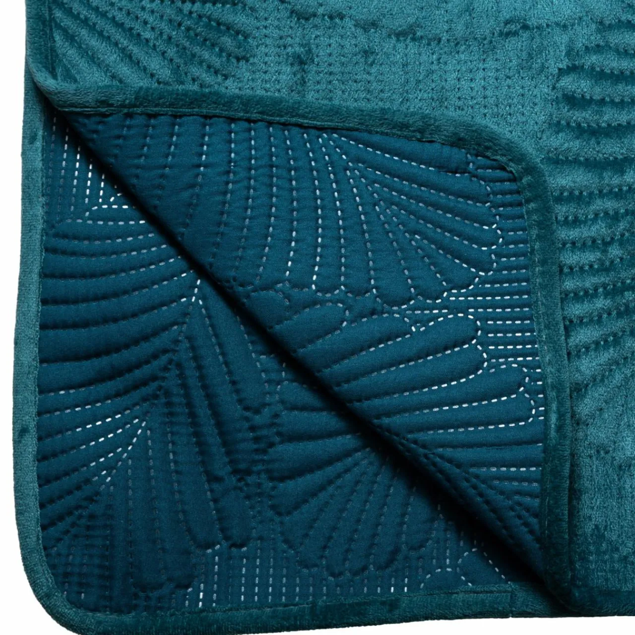 ATMOSPHERA Couvre-lit (260 x 240 cm) Feuilles Bleu canard Best