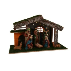 KOOPMAN Crèche de Noël complète et lumineuse (H30 cm) Sainte-Christine Marron Sale