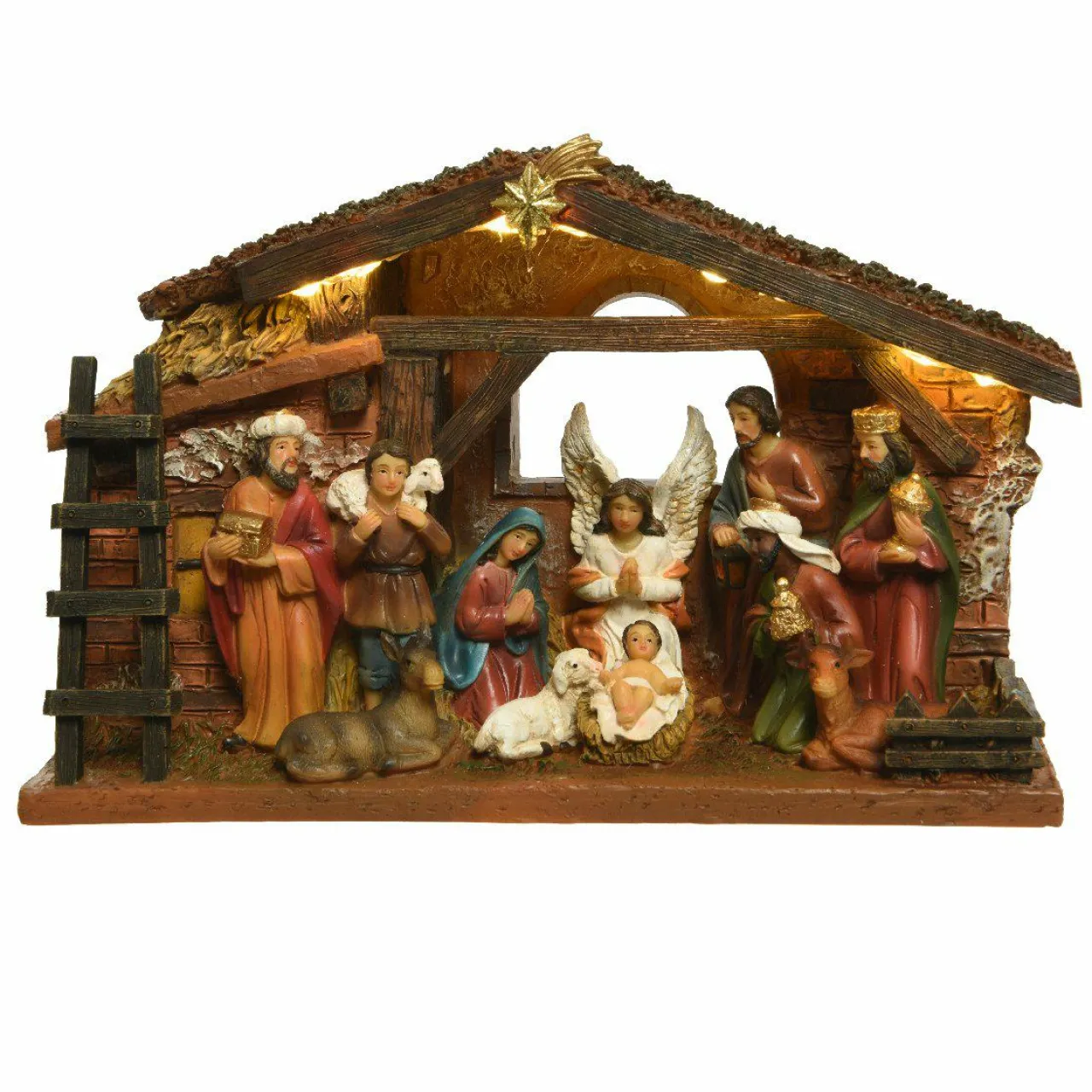 KAEMINGK Crèche de Noël complète et lumineuse (H15 cm) Sainte-Julia Hot