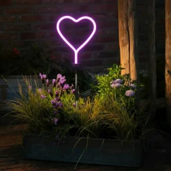 KAEMINGK Décoration lumineuse Solaire à piquer au sol (H82 cm) Coeur néon Rose Clearance