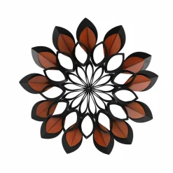 EMINZA Décoration murale en métal (D91 cm) Fleur et marron Noir