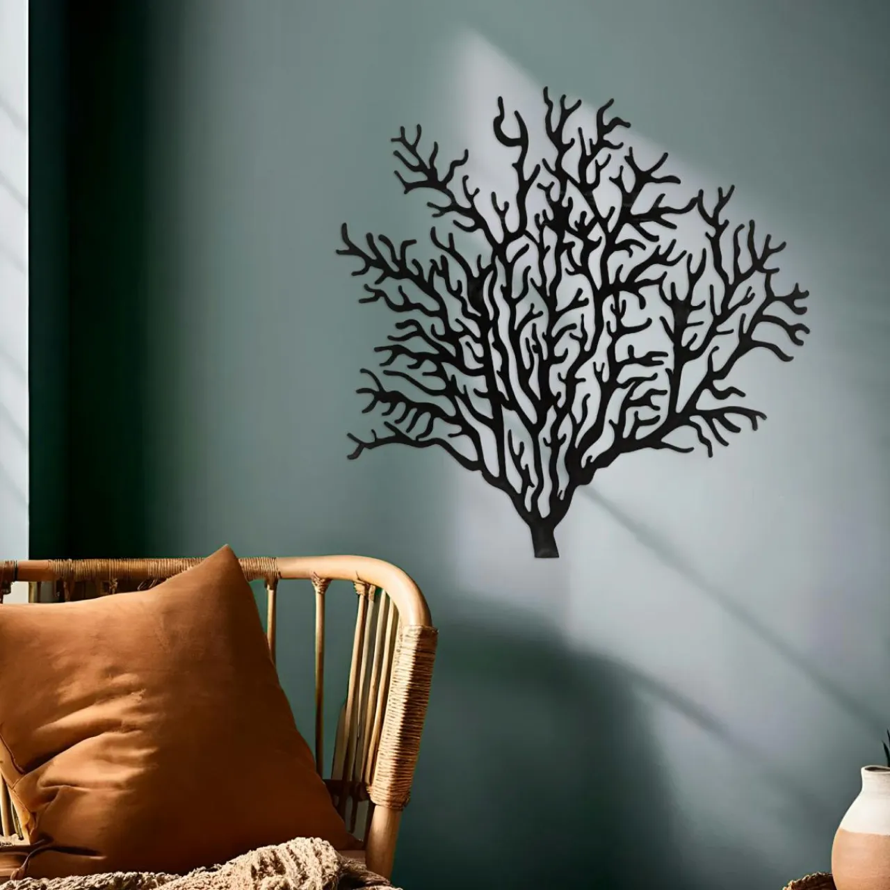 EMINZA Décoration murale en métal (H56 cm) Corail Noir Outlet