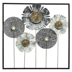 ATMOSPHERA Décoration murale en métal (H50 cm) Floral Queen Argent Hot