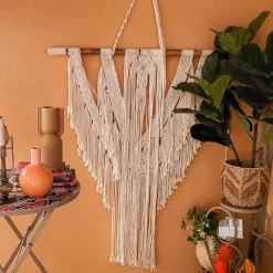 #N/A Décoration murale Macramé en coton (H100 cm) Beige Outlet