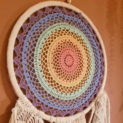 #N/A Décoration murale macramé (H110 cm) Attrape-rêve Arc-en-ciel Multicolore Hot