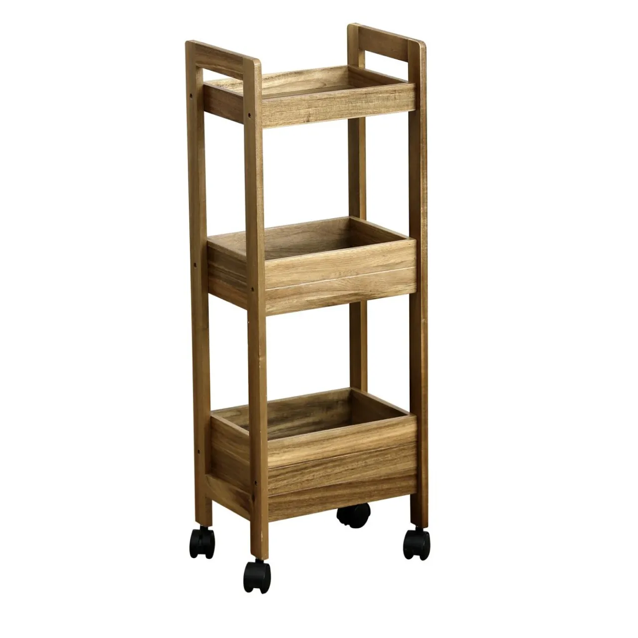 TENDANCE Desserte à roulettes 3 niveaux bois d'acacia (H79 cm) Lina Marron Best