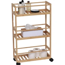 TENDANCE Desserte à roulettes 3 niveaux bambou (H75 cm) Harmonie Naturel Outlet
