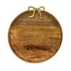 KAEMINGK Dessous d'assiette en manguier (D33 cm) Nœud en or Bois Clearance