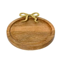 KAEMINGK Dessous d'assiette en manguier (D33 cm) Nœud en or Bois Clearance