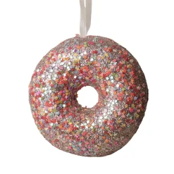 KAEMINGK Donut de Noël à suspendre (D9 cm) Gourmandise pailleté Rose Online