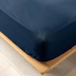 DOUCEUR D'INTERIEUR Drap housse coton bio (90 x 190 cm) Biolina Bleu nuit Online