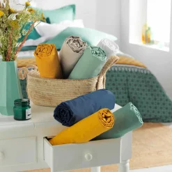 DOUCEUR D'INTERIEUR Drap housse coton bio (180 x 200 cm) Biolina Vert sauge Online