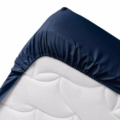 DOUCEUR D'INTERIEUR Drap housse coton bio (160 x 200 cm) Biolina Bleu nuit New