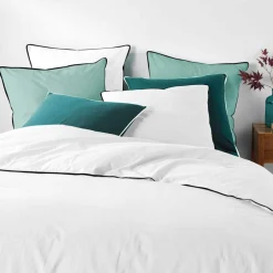 DOUCEUR D'INTERIEUR Drap housse coton lavé (140 x 190 cm) Linette Blanc Hot