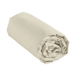 douceur d'intu017drieur Drap housse coton lavé (160 x 200 cm) Linella Ivoire Discount
