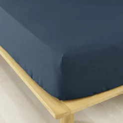 EMINZA Drap housse flanelle de coton (140 x 190 cm) Théa Bleu nuit Outlet