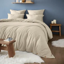 EMINZA Drap housse flanelle de coton (200 x 200 cm) Nina Beige Hot